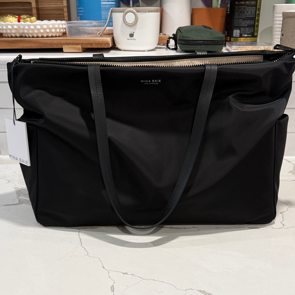 NWT Mina Baie Nika Tote in Black/Black